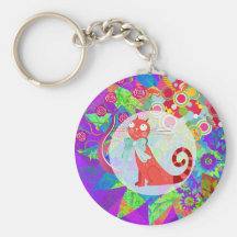 Señora loca Gifts Vibrant Colorful del gato del ga Llavero Personalizado
