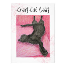 Señora loca Indie Birthday Invites del gato Anuncios