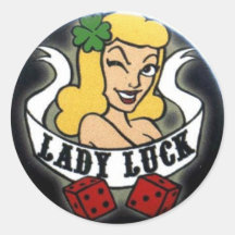 Señora Luck Etiquetas Redondas