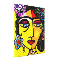 Señora mexicana Canvas del cráneo citrino del azúc Lona Envuelta Para Galerias