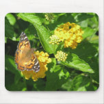 Señora pintada Butterfly en Lantana Tapetes De Ratón