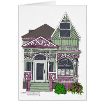 Señora pintada Victorian - verde/rosa Felicitación