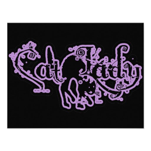 Señora Purple del gato Invitaciones Personales