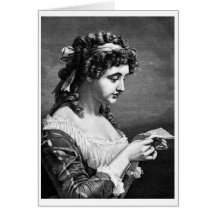 Señora Reading una letra, tarjeta de felicitación