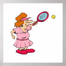 Señora rosada del tenis poster