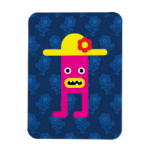 Señora rosada, gorra amarillo imán