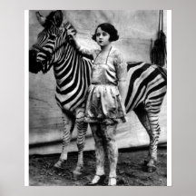 Señora y cebra tatuadas del circo impresiones