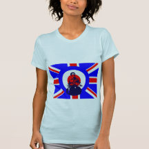 Señoras de Union Jack del jinete de la vespa de la Camisetas