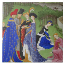 Señores y señoras medievales azulejo ceramica