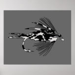 Señuelo negro de la pesca con mosca de Camo Impresiones