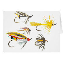 Señuelos de la pesca con mosca tarjeta