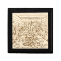 Sepia de la cena de la acción de gracias del pereg caja de regalo