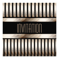 Sepia del negro del oro del art déco invitaciones