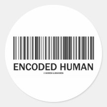 Ser humano codificado (actitud del código de barra pegatinas  
