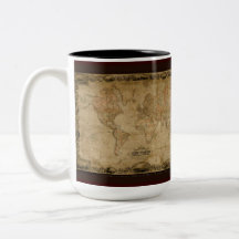 Serie antigua de la taza del mapa del mundo