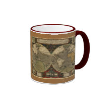 Serie antigua del mapa tazas de café