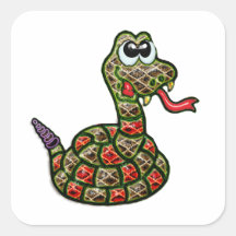 Serpiente de cascabel de Fanged del oro Pegatina Cuadradas Personalizada