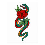 Serpiente del vintage y arte color de rosa del tat postales