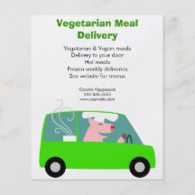 Servicio de entrega vegetariano de la comida tarjetas informativas