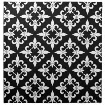 Servilletas del paño de la flor de lis - negro