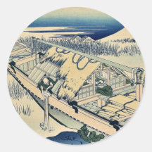 Shibori de Joshu por Katsushika, Hokusai Ukiyoe Etiqueta Redonda