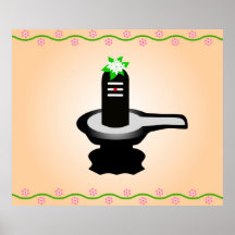 Shivalinga y flores - poster