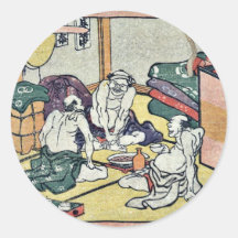 Shono por Katsushika, Hokusai Ukiyoe Etiqueta Redonda