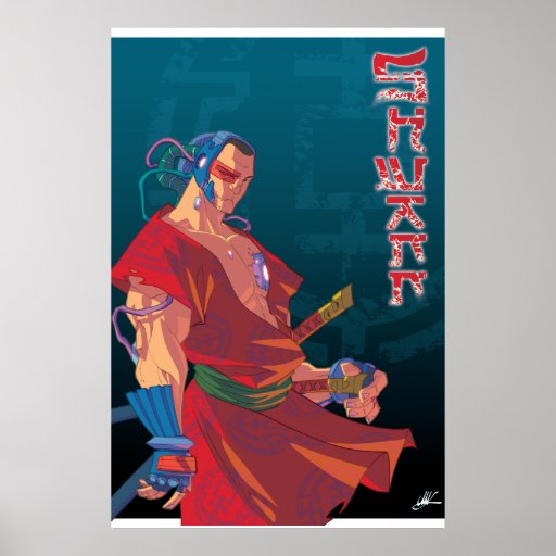 SHWANN: El samurai futurista DJ imprime Poster