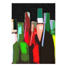 Siete botellas de vino en la pared invitaciones personales 