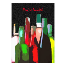 Siete botellas de vino en la pared le invitan anuncio personalizado