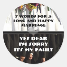 Siete palabras para una boda larga y feliz etiqueta redonda