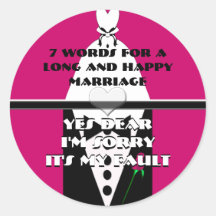 Siete palabras para una boda larga y feliz etiqueta redonda