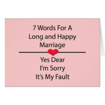 Siete palabras para una boda larga y feliz tarjetas
