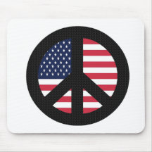 Signo de la paz con la bandera americana alfombrillas de ratón