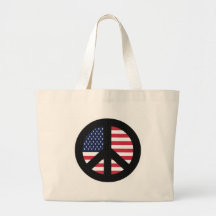 Signo de la paz con la bandera americana bolsa