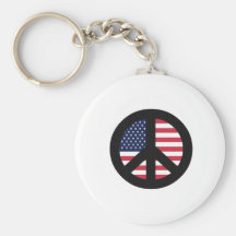 Signo de la paz con la bandera americana llaveros