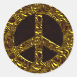 SIGNO DE LA PAZ DEL ORO PEGATINAS REDONDAS