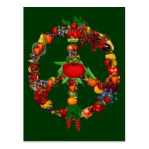 Signo de la paz del Veggie Tarjeta Postal
