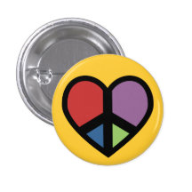 Signo de la paz en un botón del corazón