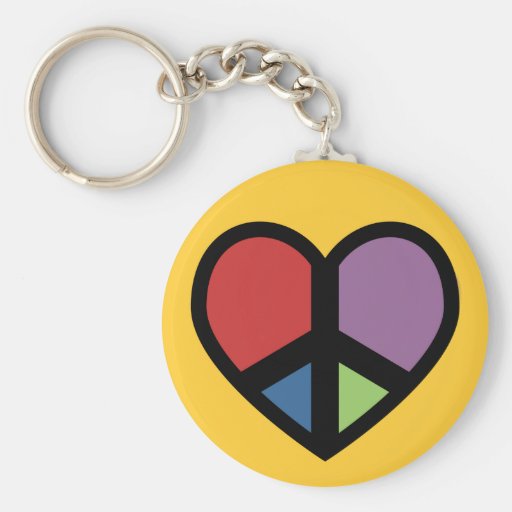 Signo de la paz en un llavero del corazón