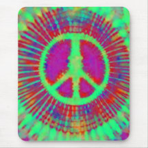 Signo de la paz psicodélico abstracto del teñido a tapetes de raton