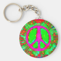 Signo de la paz psicodélico abstracto del teñido a llavero personalizado