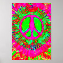 Signo de la paz psicodélico abstracto del teñido a impresiones