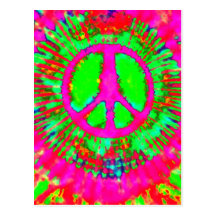 Signo de la paz psicodélico abstracto del teñido a tarjeta postal