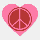 Signo de la paz rojo clásico pegatina de corazón