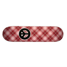 Signo de la paz rojo de la tela escocesa patineta personalizada