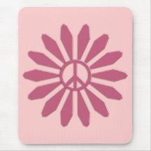 SIGNO DE LA PAZ ROSADO DE LA FLOR ALFOMBRILLAS DE RATÓN