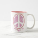 Signo de la paz rosado femenino tazas