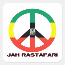 Signo de la paz Selassie I de Jah Rastafari Calcomania Cuadradas Personalizadas