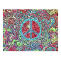 Signo de la paz Trippy maravilloso psicodélico Postales